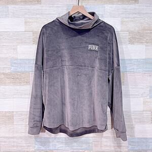 PINK Victorias Secret Cowl Plush Fleece Sweatshirt Gray Womens Small